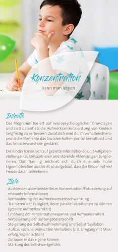 Flyer für Kurs Konzentration kann man lernen